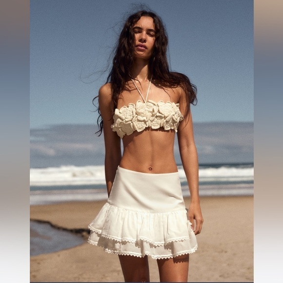 New ZARA Ruffled Mini Skirt - Picture 1 of 7